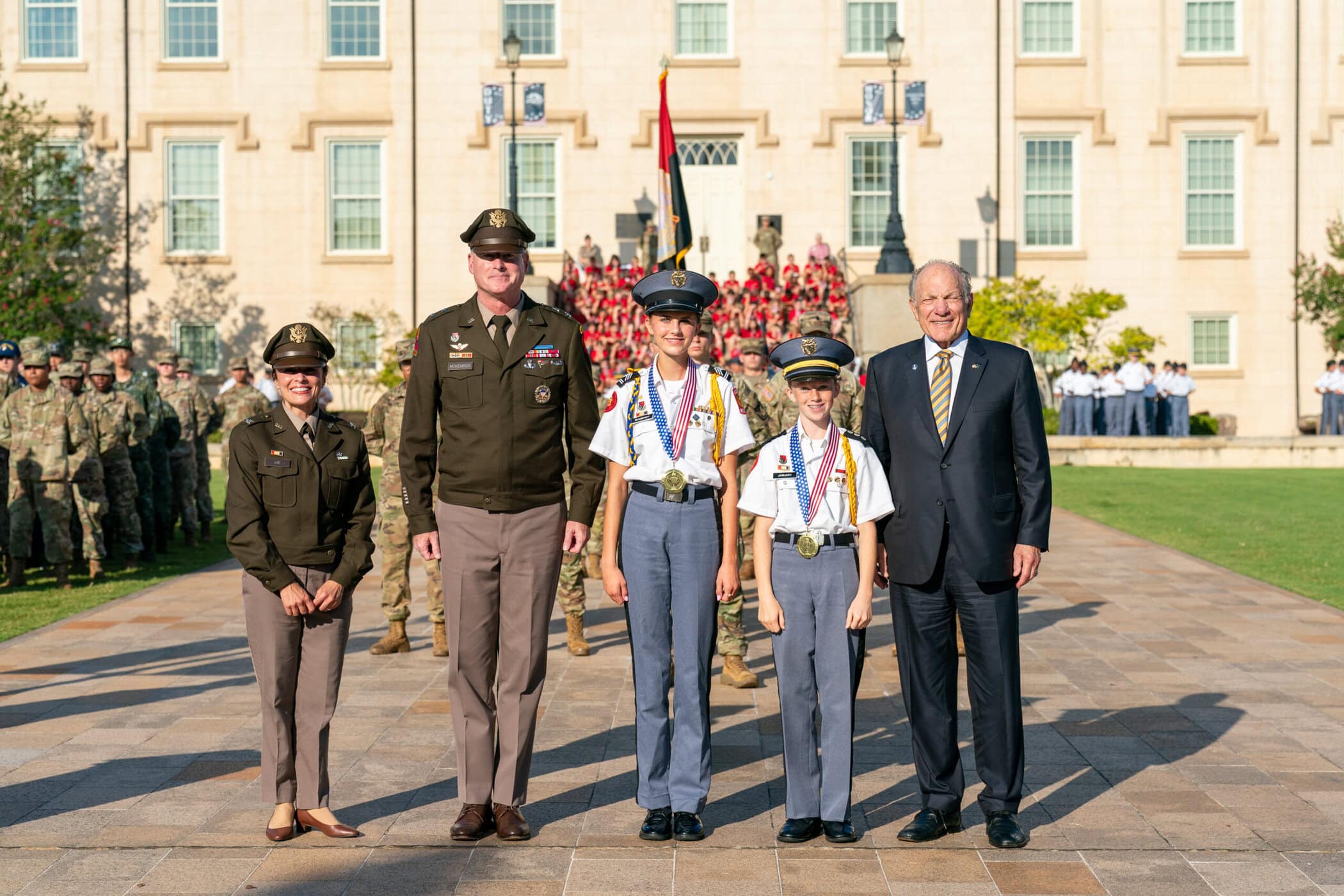 Cadets with President and Principal
